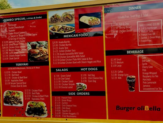 Burger oliBella menu 3