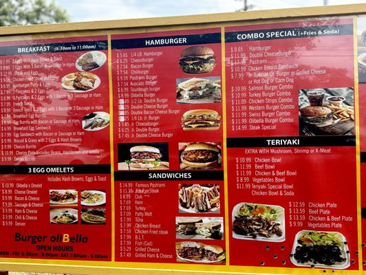 Burger oliBella menu 1